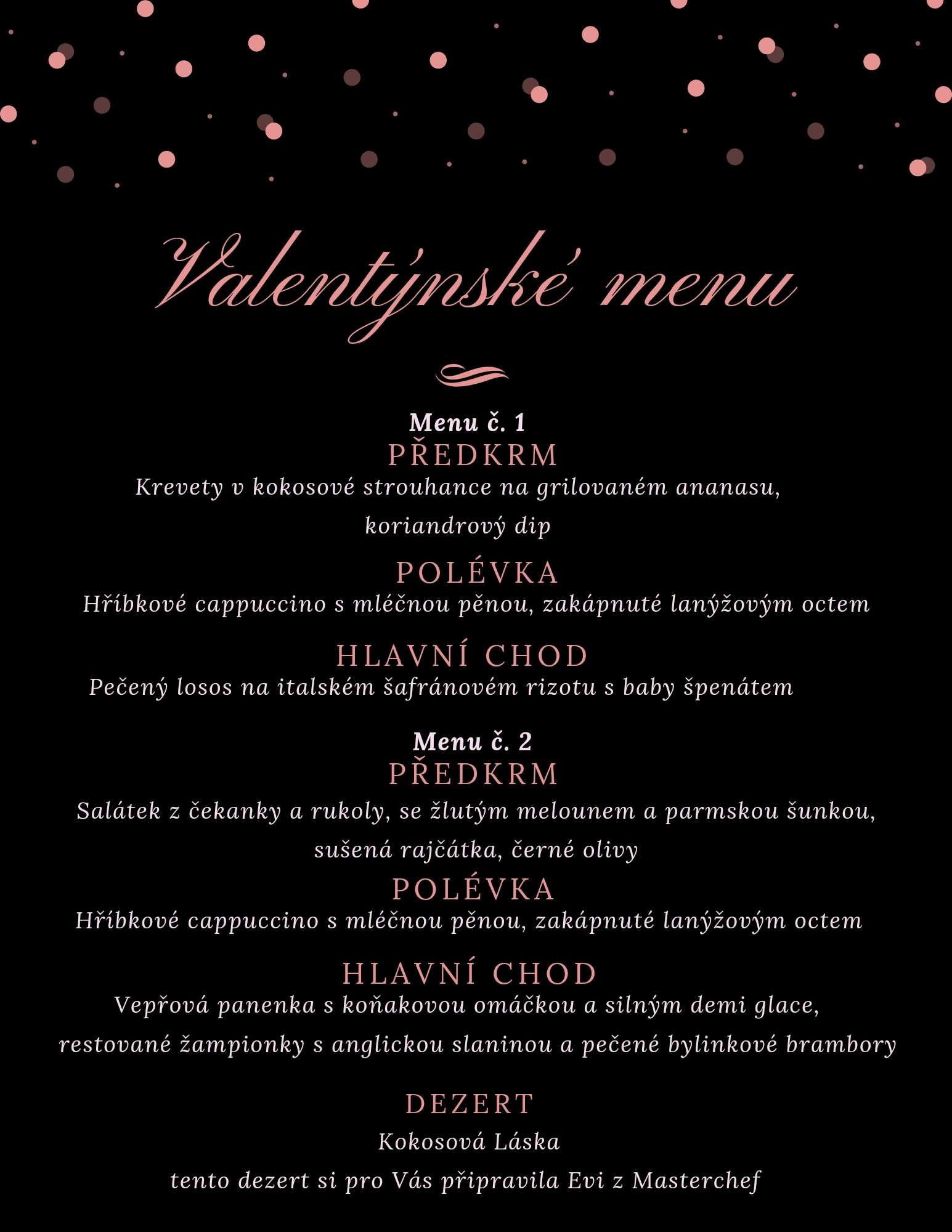 Valentýnské menu, relax