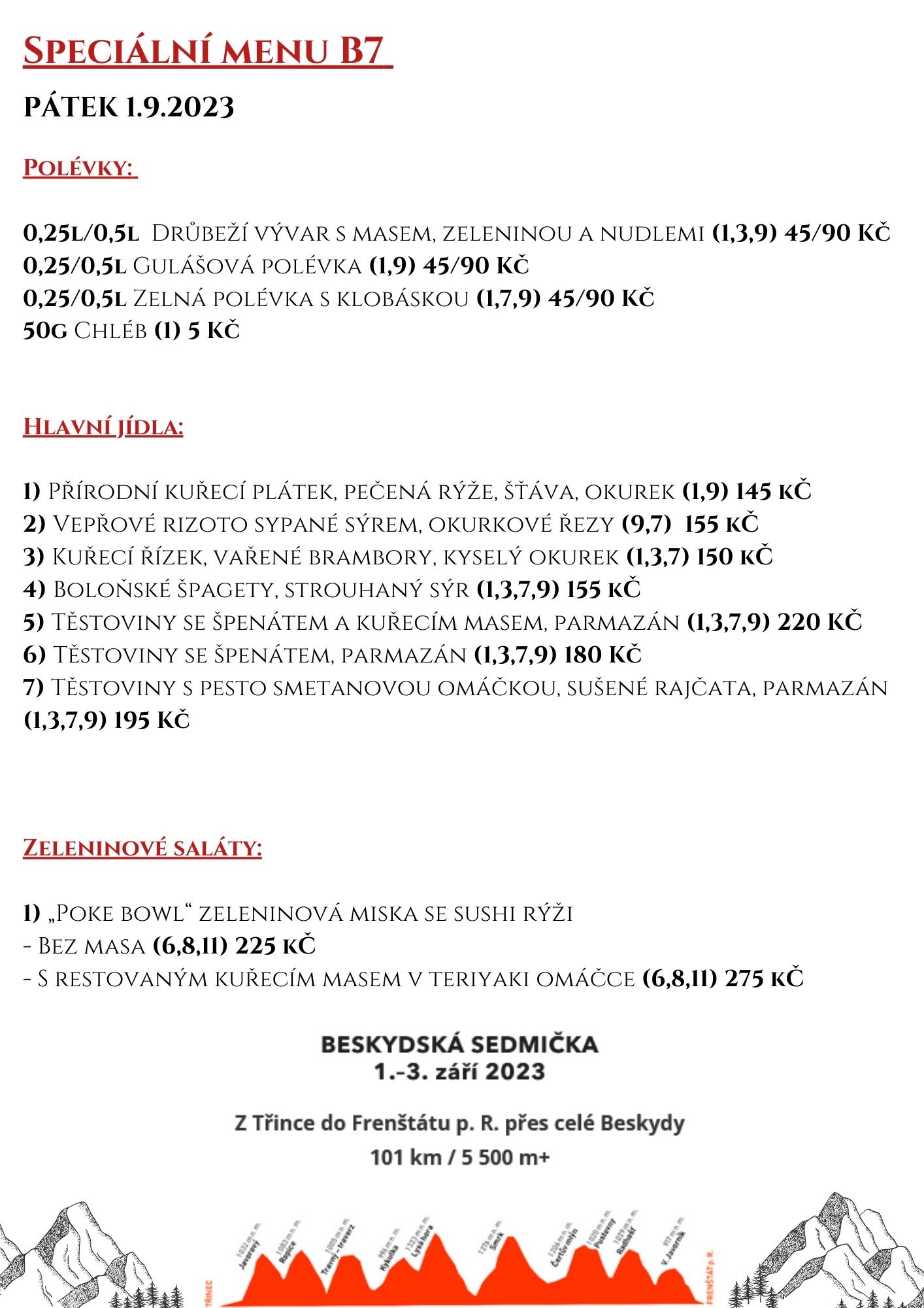 Menu pro B7 2023